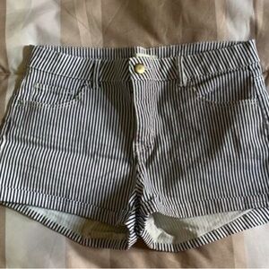 H&M black and white striped jeans shorts 98% Cotton